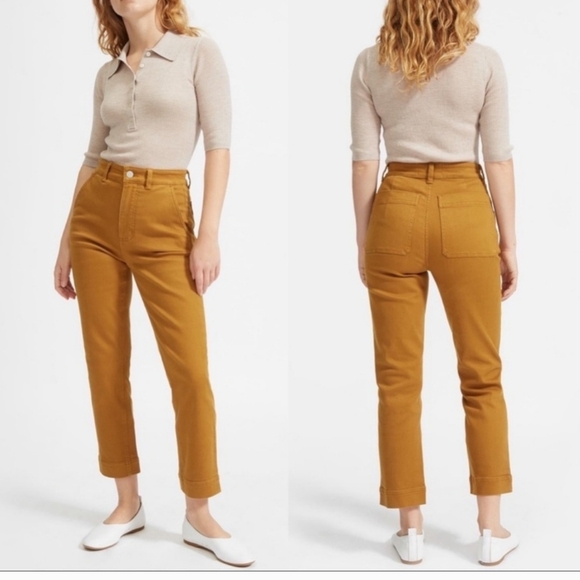 Everlane Mustard Brown Ankle Cropped Straight Jeans - Picture 1 of 7